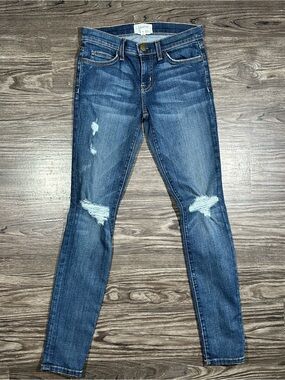 CURRENT/ELLIOT THE ANKLE SKINNY Townie Destroy Low Rise Jeans 25/0